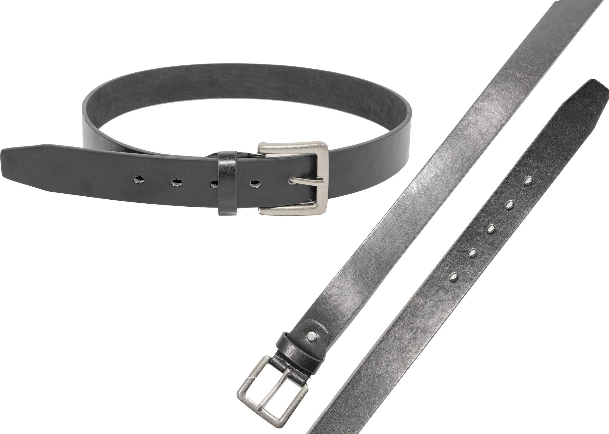 (image for) 2742 BLACK 1.25" Leather Look Belt with Nickle Buckl M (32"-36")